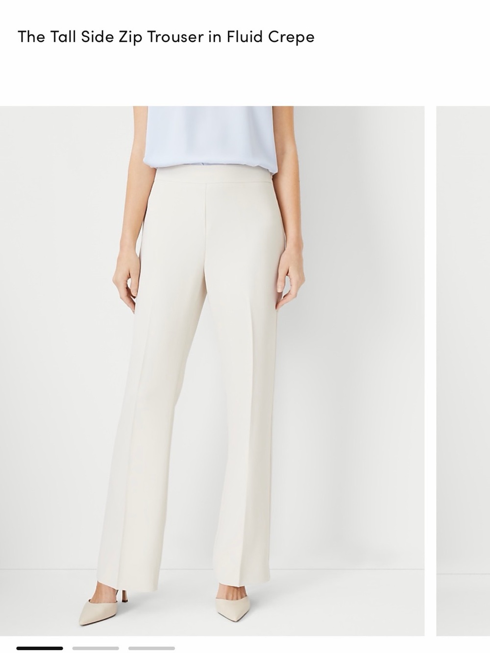 Ann Taylor Cream side zip Trouser - Picture 5 of 5